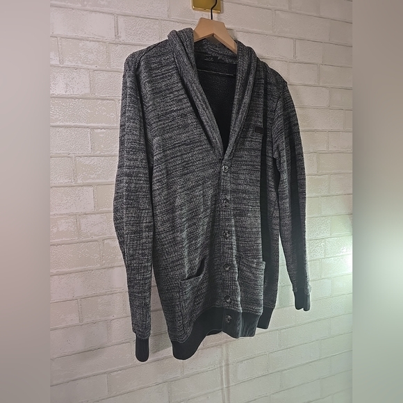 Vans Knit Cardigan Sweater Men's Long Sleeve Button-down Navy Heather Gray Sz. M - Picture 3 of 9